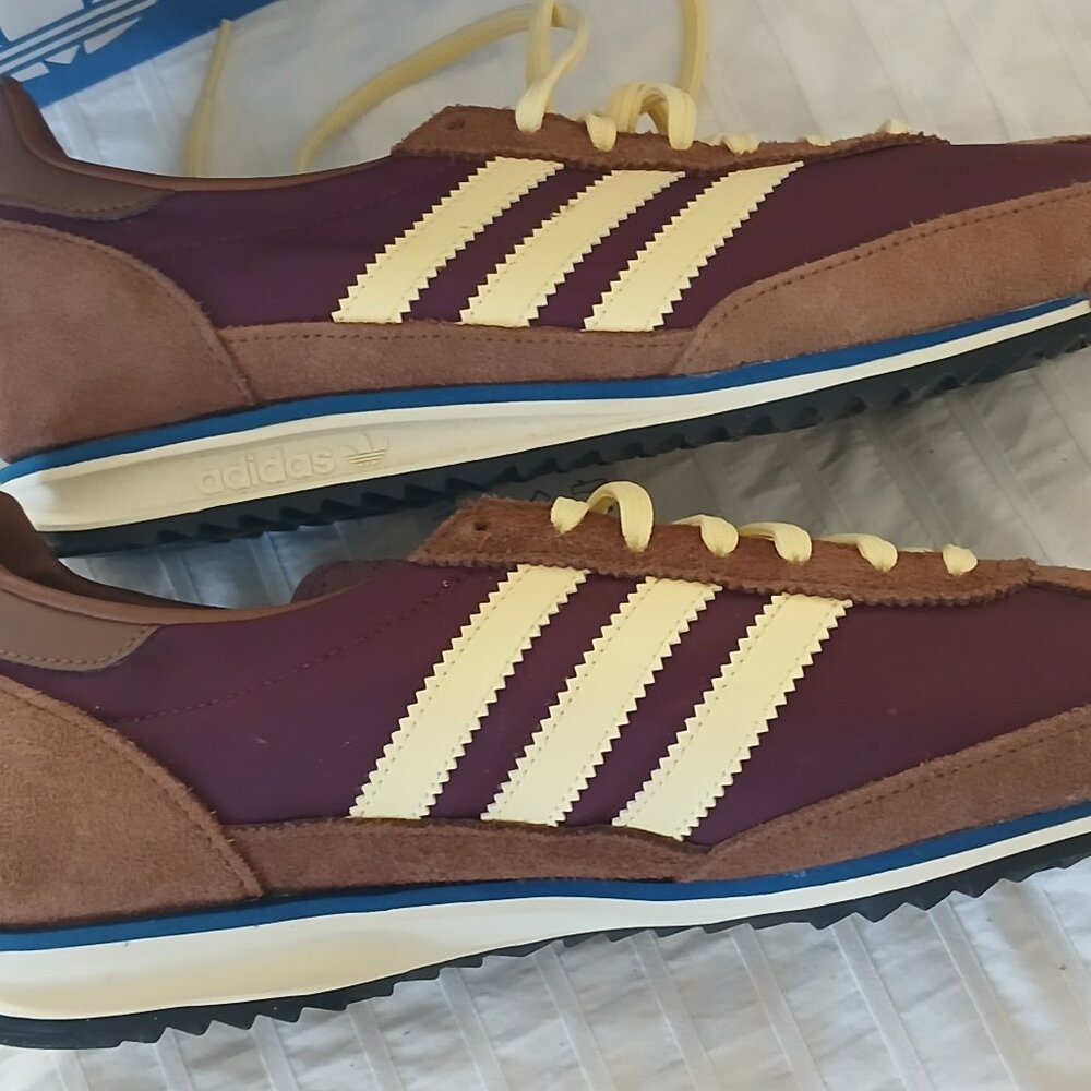 adidas Women's SL72 OG sneakers new with tags maroon yellow colorway size 11 - Picture 2 of 5